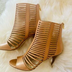 Michael Kors Tan Caged Booties with Stiletto Heel